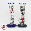 WATER PIPE 10INCH STRAIGHT TUBE WITH MARBLE MEDLEYS ALL AROUND THE MOUTH PIECE AND FULL COLOR BASE WP2035 1CT